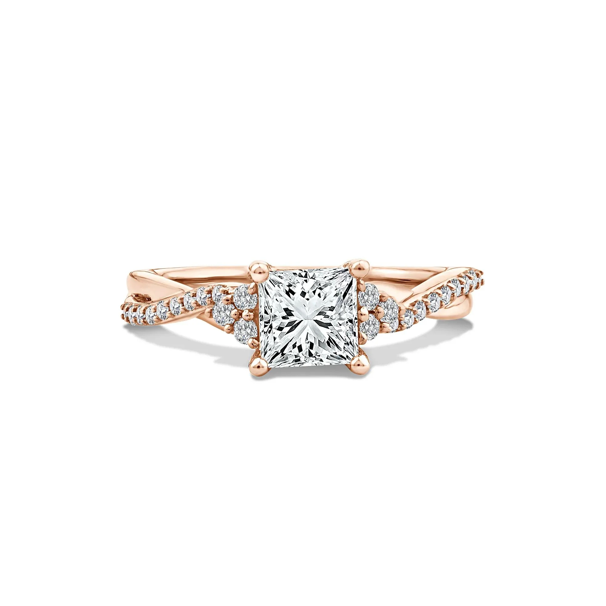 1/4 CT. Tw. Lab Grown Diamond Princess-Cut Engagement Ring 10K Rose Gold Size 6