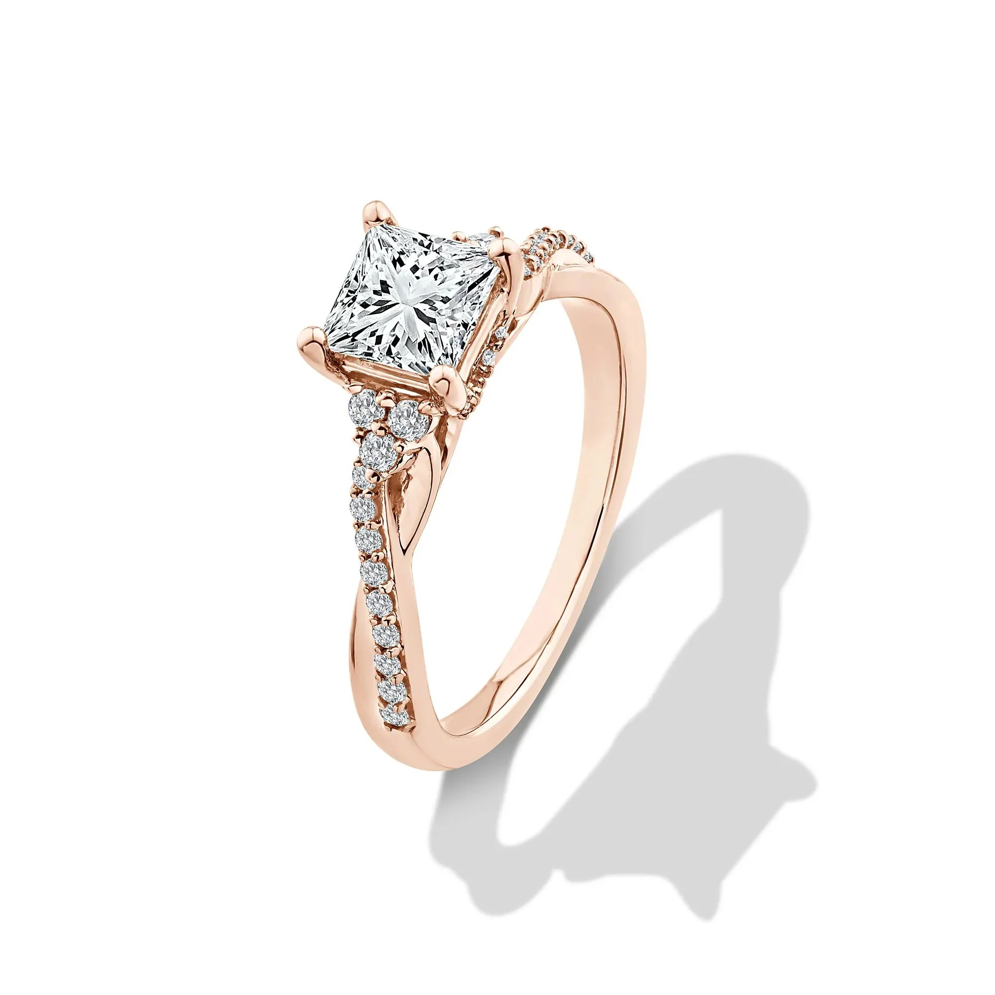 1/4 CT. Tw. Lab Grown Diamond Princess-Cut Engagement Ring 10K Rose Gold Size 6 - Image 4