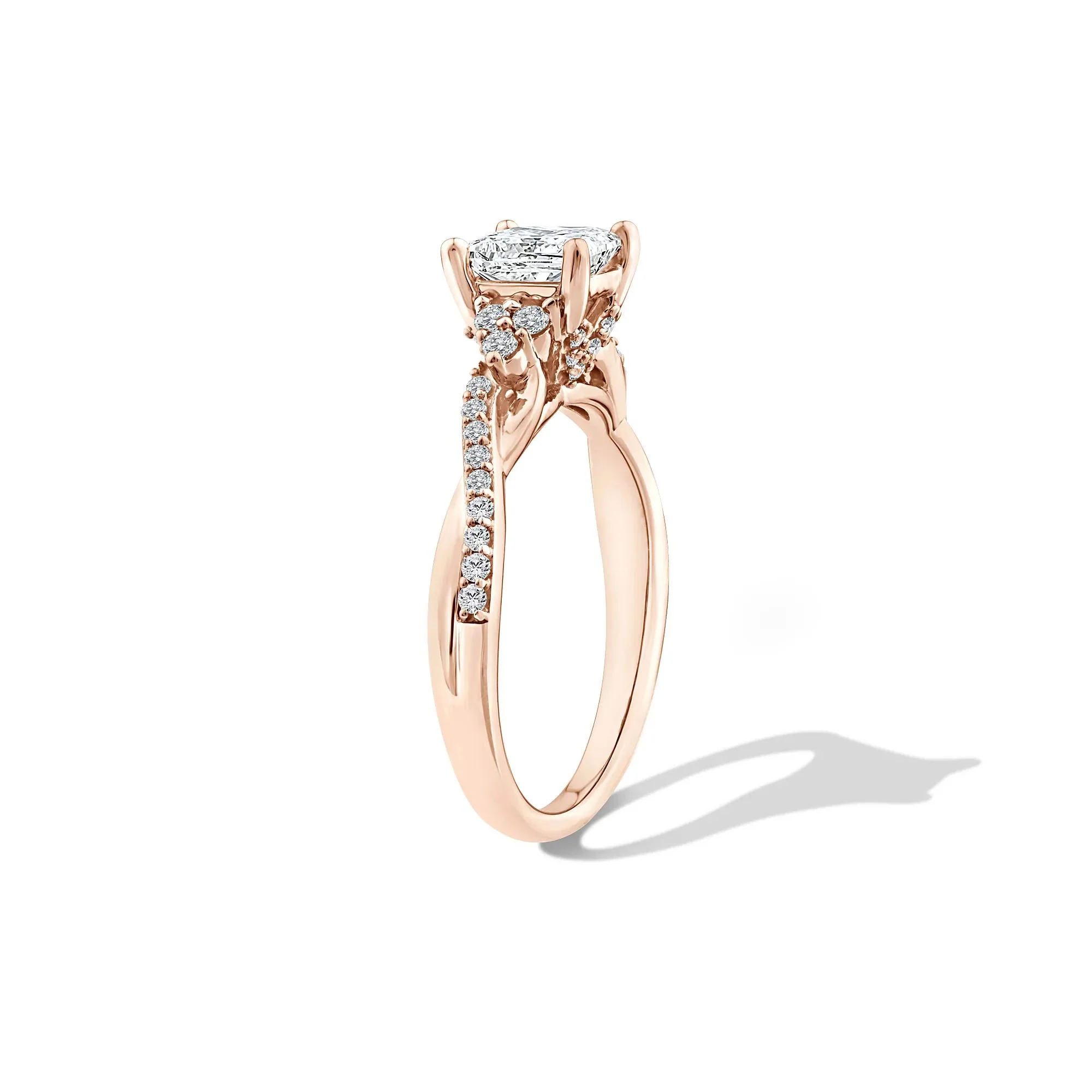 1/4 CT. Tw. Lab Grown Diamond Princess-Cut Engagement Ring 10K Rose Gold Size 8.5 - Image 3