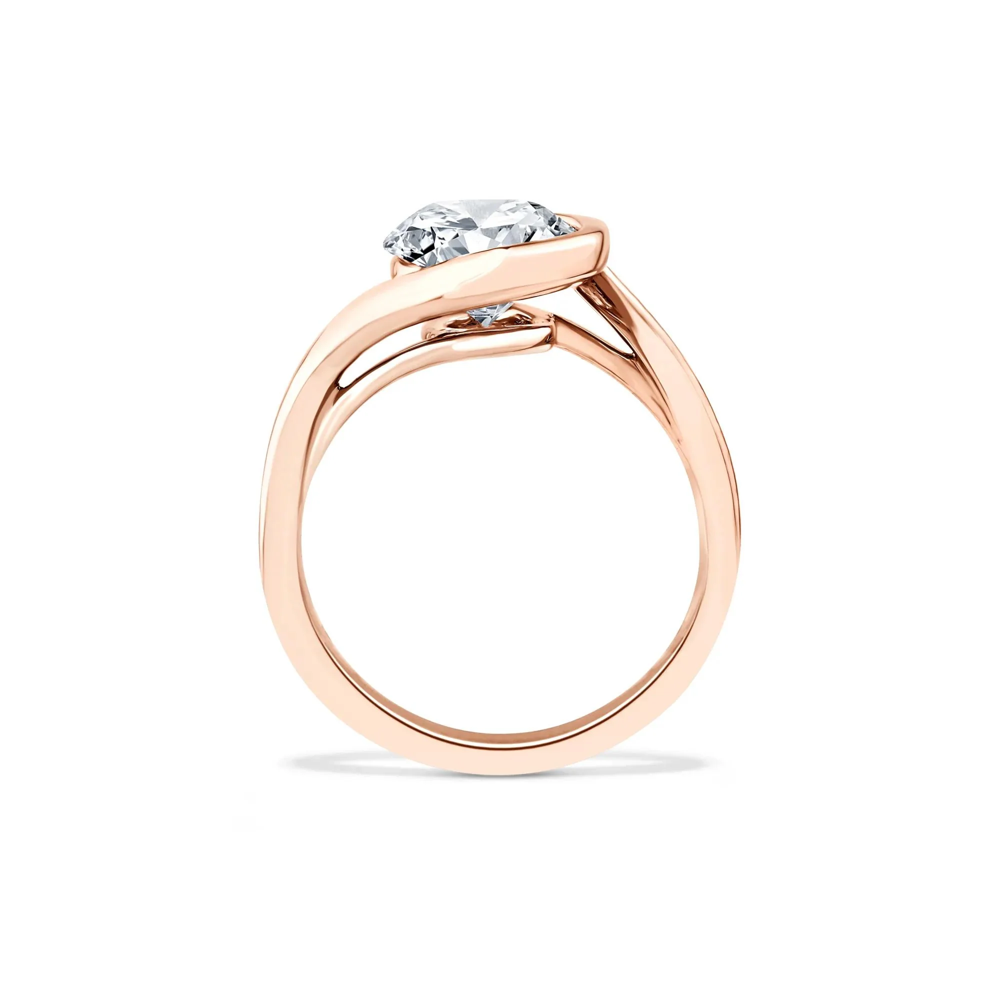 Lab Grown Diamond Oval Solitaire Engagement Ring 14K Rose Gold (3 CT.) Size 6 - Image 2