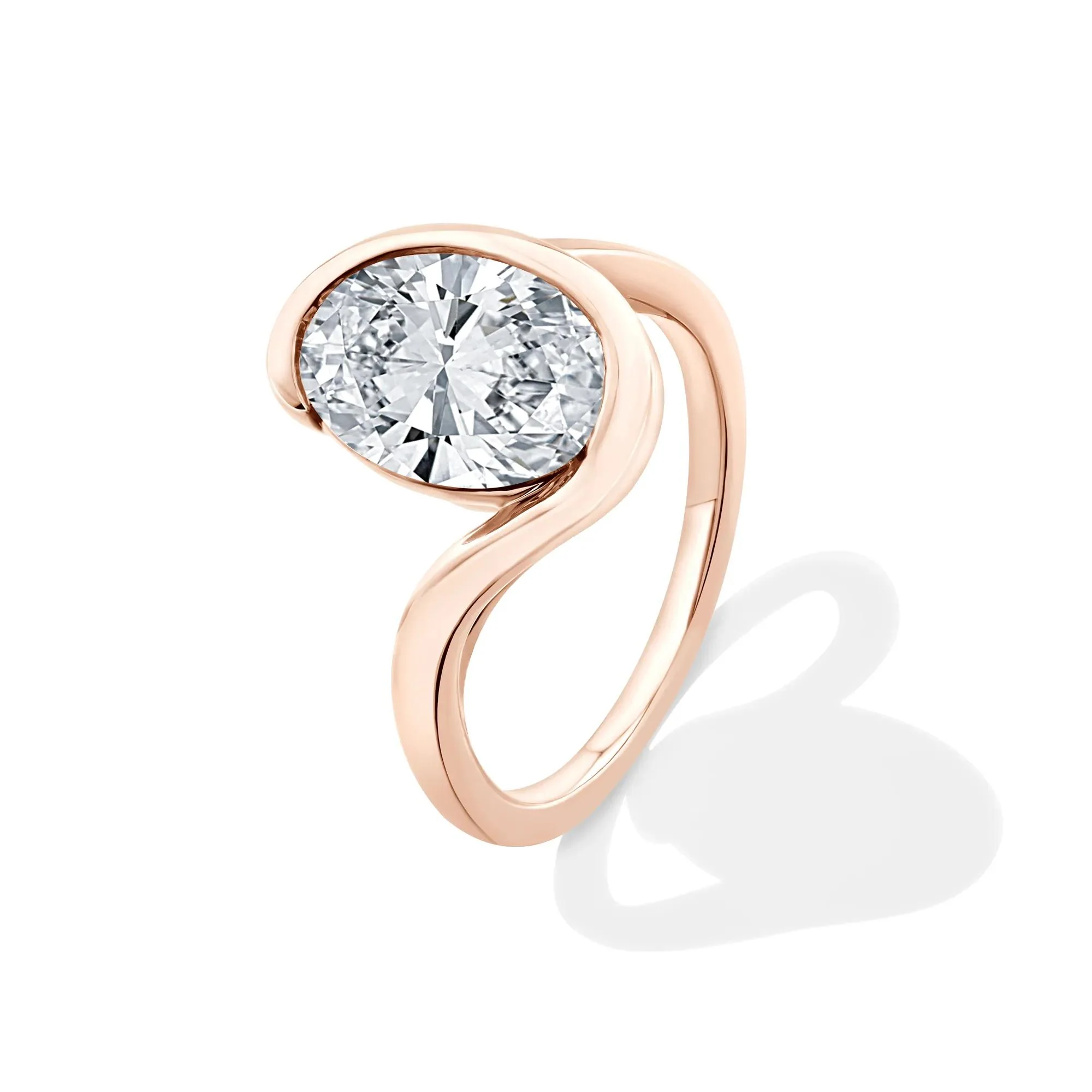 Lab Grown Diamond Oval Solitaire Engagement Ring 14K Rose Gold (3 CT.) Size 7 - Image 4