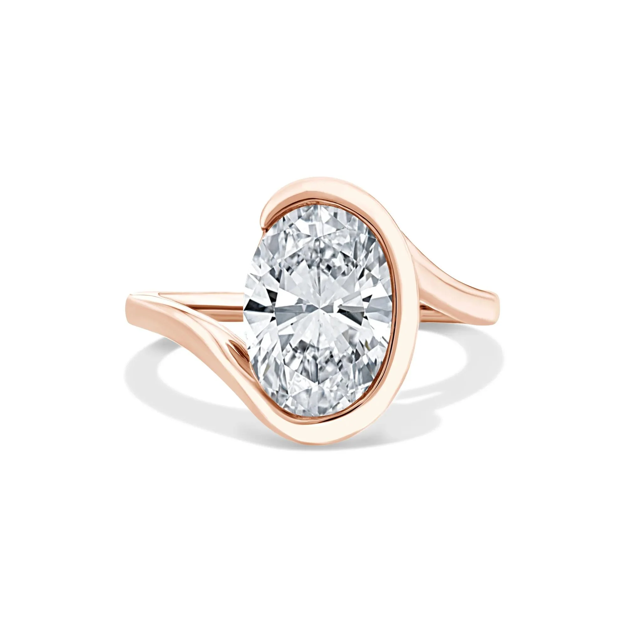 Lab Grown Diamond Oval Solitaire Engagement Ring 14K Rose Gold (3 CT.) Size 8