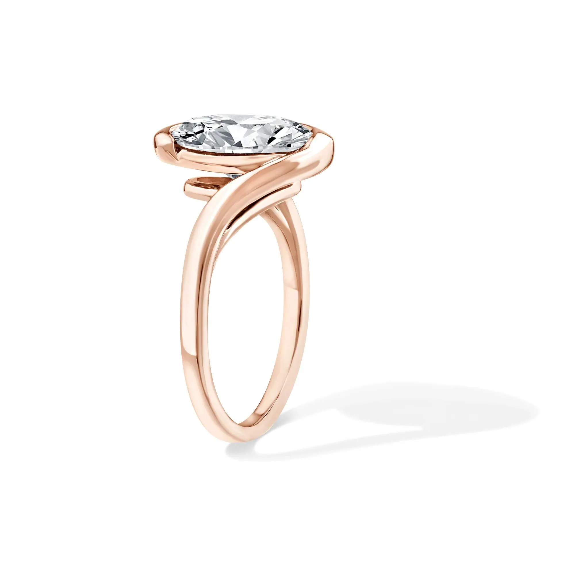 Lab Grown Diamond Oval Solitaire Engagement Ring 14K Rose Gold (3 CT.) Size 8.5 - Image 3
