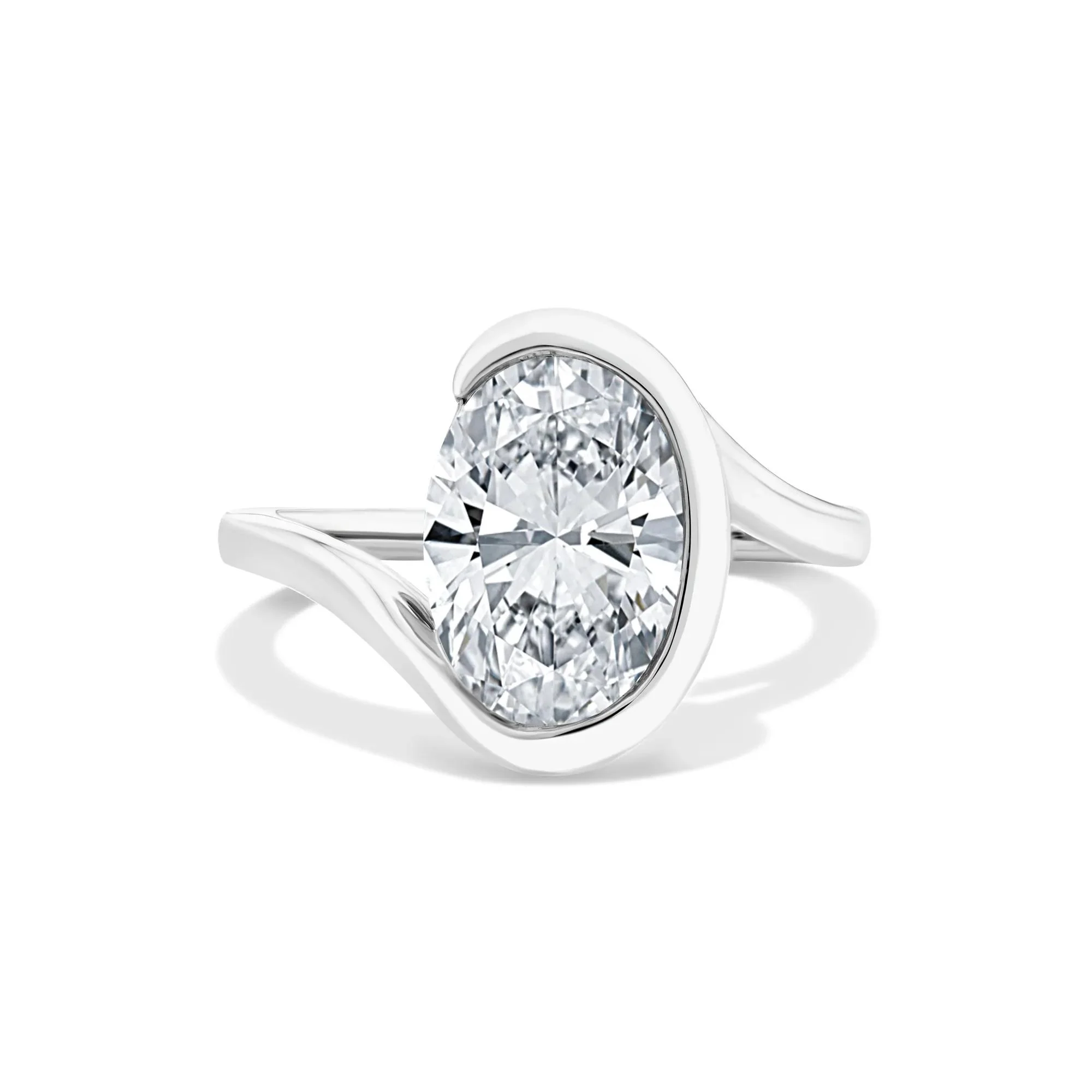 Lab Grown Diamond Oval Solitaire Engagement Ring 14K White Gold (3 CT.) Size 7