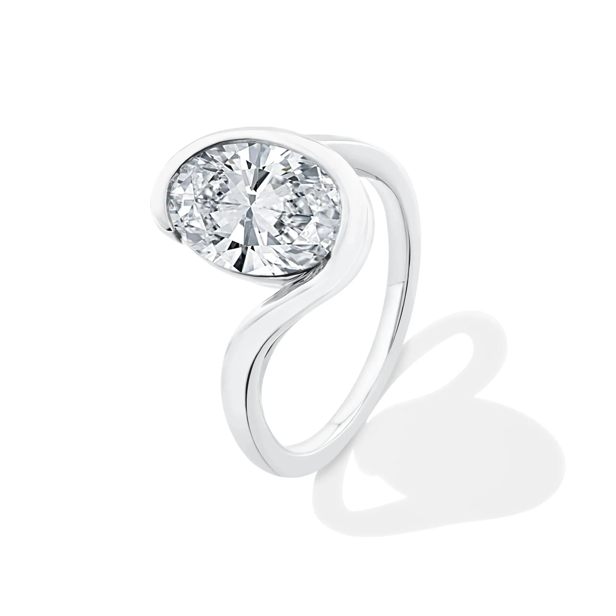 Lab Grown Diamond Oval Solitaire Engagement Ring 14K White Gold (3 CT.) Size 7 - Image 4