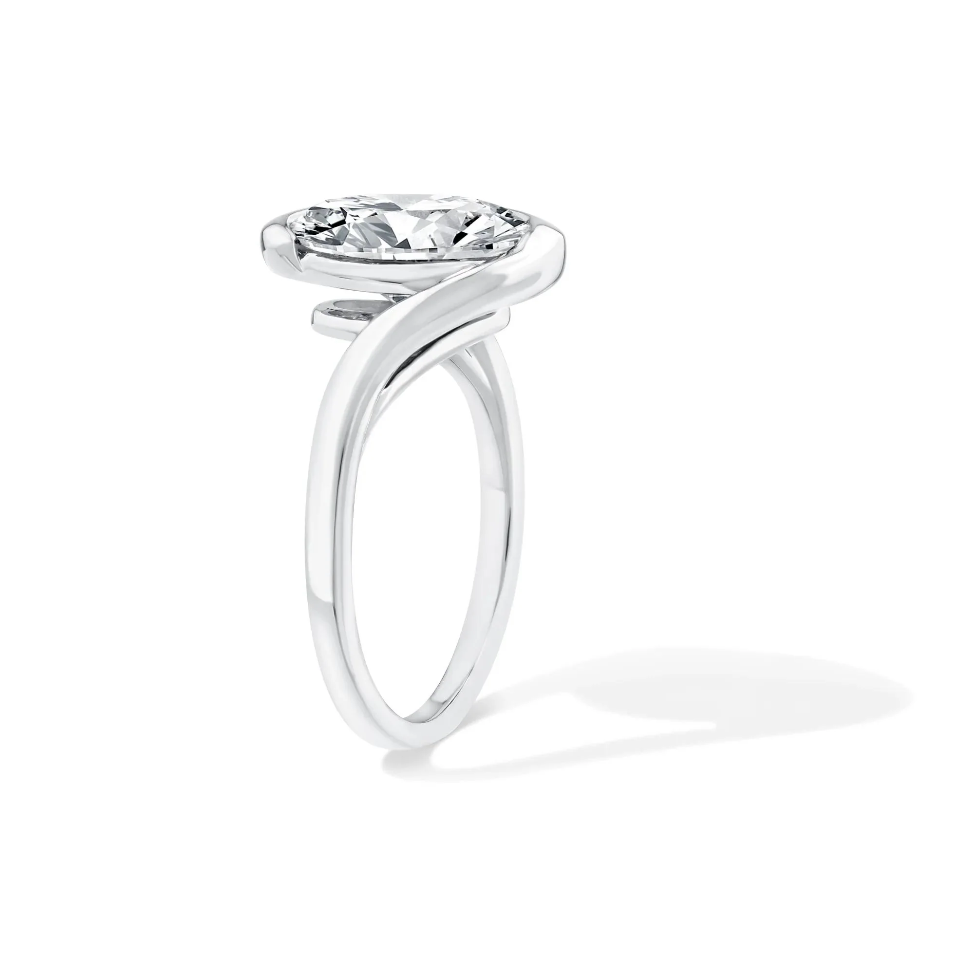 Lab Grown Diamond Oval Solitaire Engagement Ring 14K White Gold (3 CT.) Size 8 - Image 3