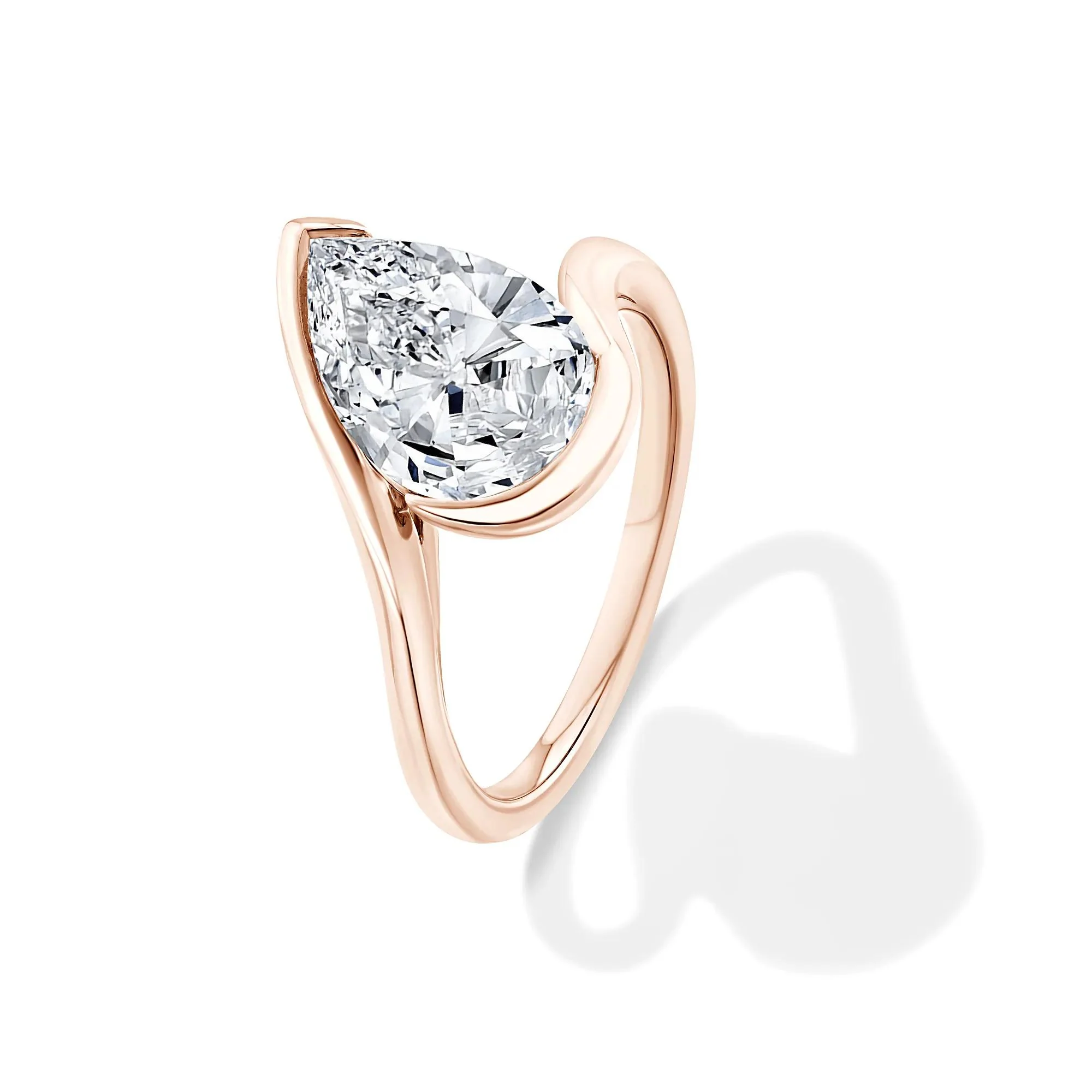Lab Grown Diamond Pear-Shaped Solitaire Engagement Ring 14K Rose Gold (3 CT.) Size 6 - Image 4