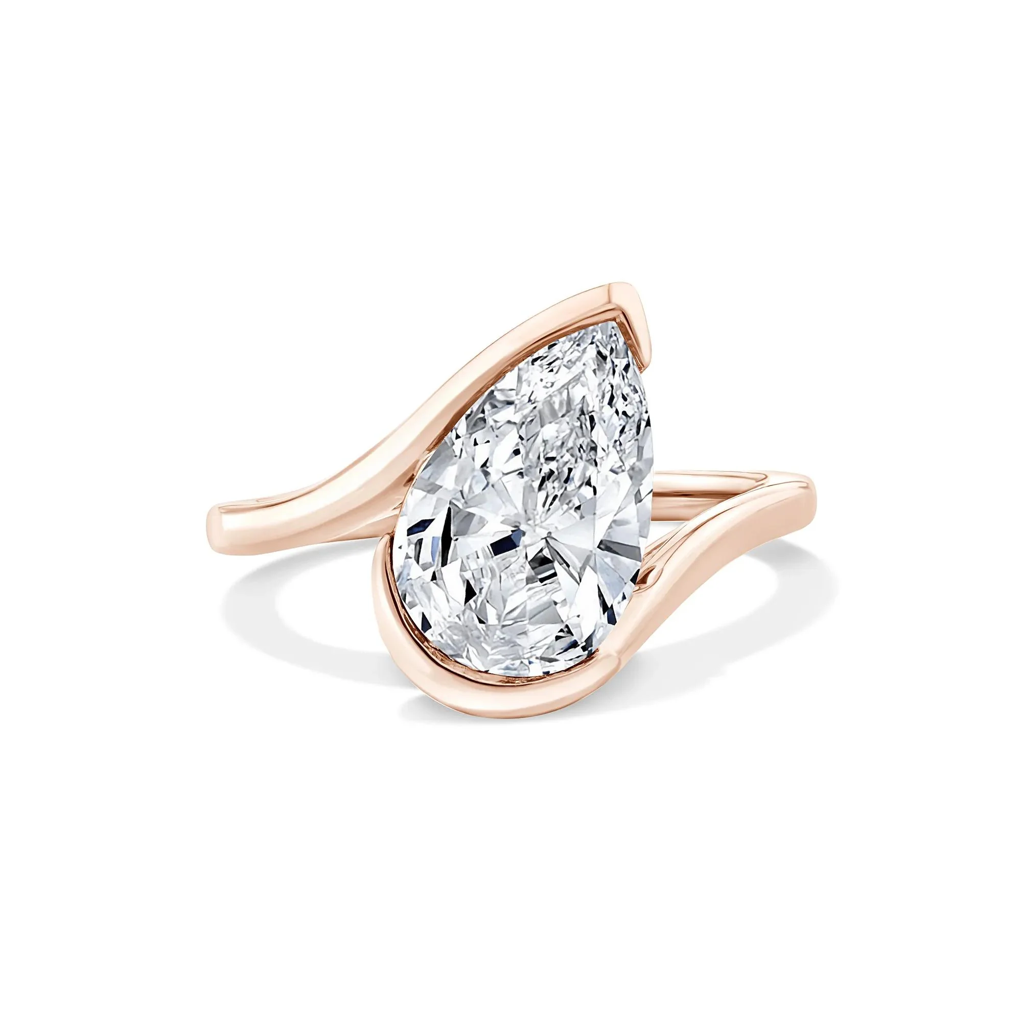 Lab Grown Diamond Pear-Shaped Solitaire Engagement Ring 14K Rose Gold (3 CT.) Size 8