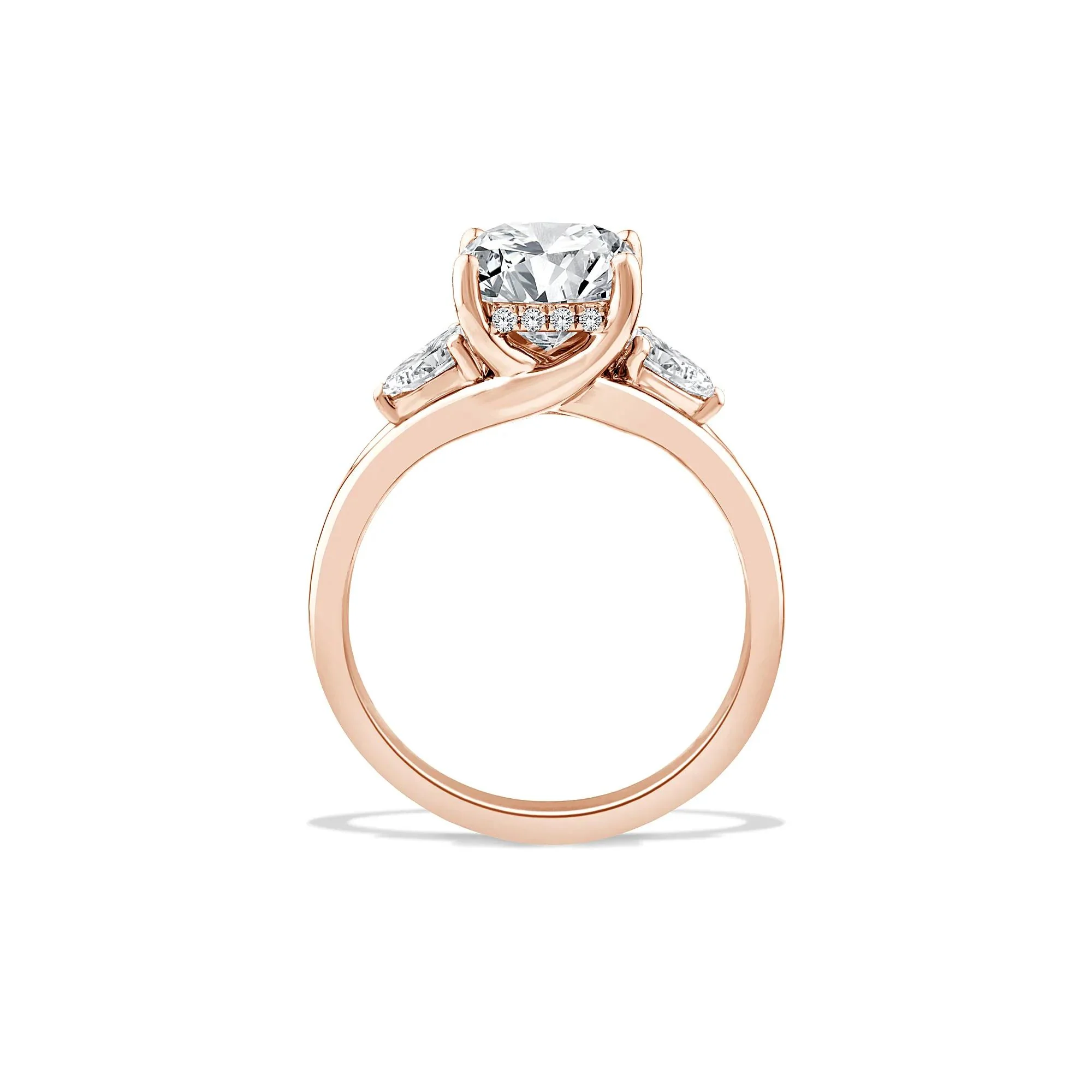 3 1/2 CT. Tw. Lab Grown Diamond Three-Stone Engagement Ring 14K Rose Gold Size 6.5 - Image 2