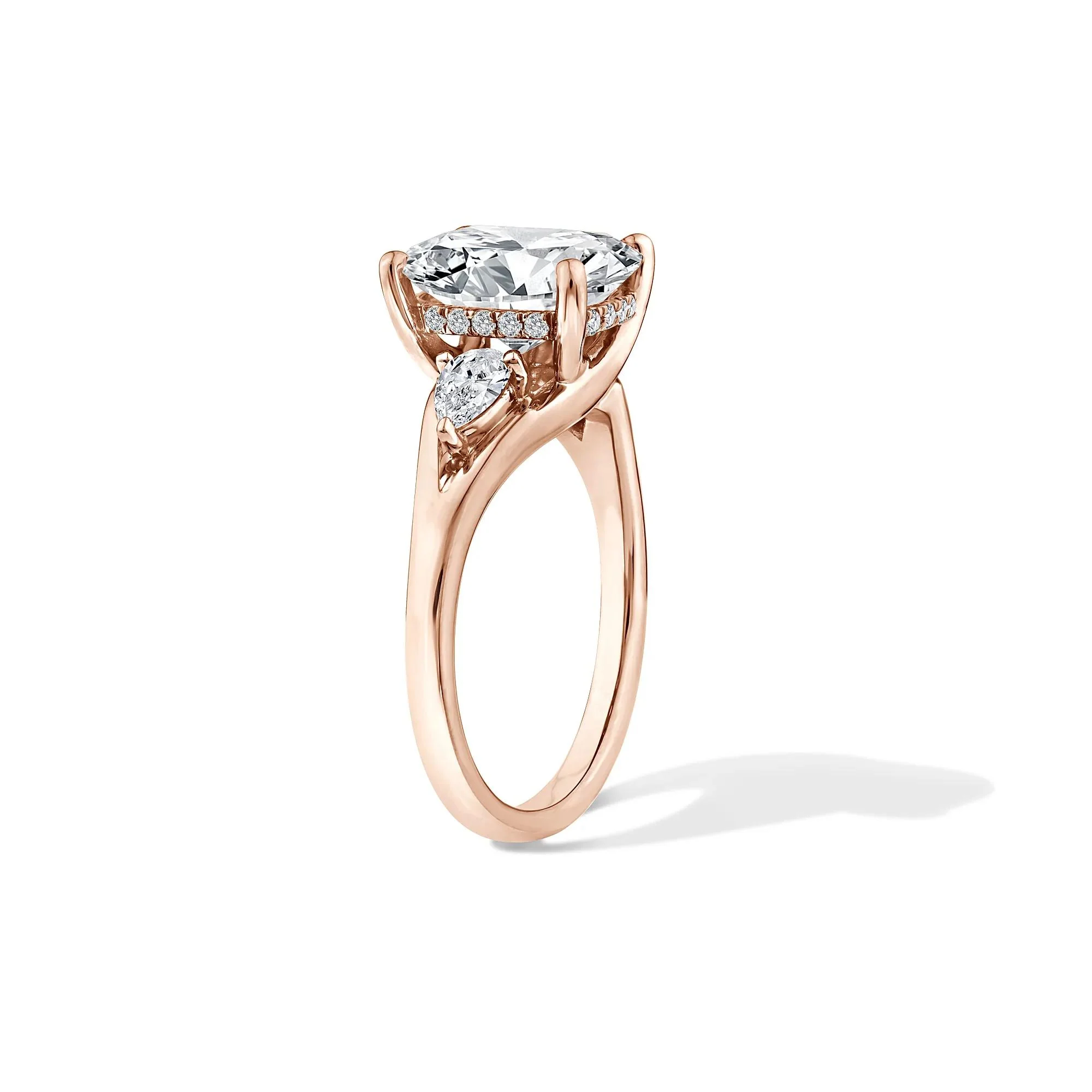 3 1/2 CT. Tw. Lab Grown Diamond Three-Stone Engagement Ring 14K Rose Gold Size 6.5 - Image 3