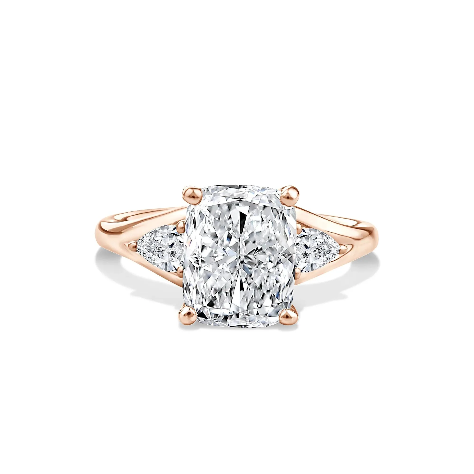 3 1/2 CT. Tw. Lab Grown Diamond Three-Stone Engagement Ring 14K Rose Gold Size 7.5