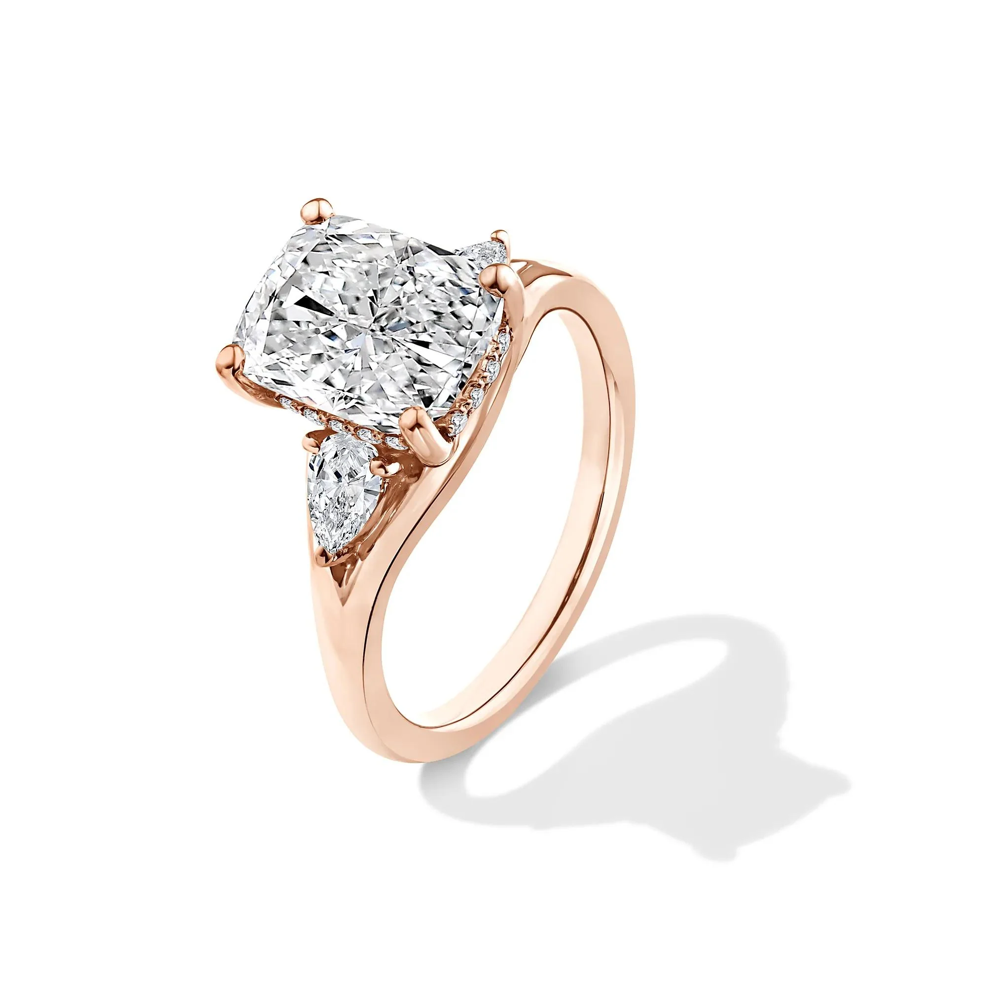 3 1/2 CT. Tw. Lab Grown Diamond Three-Stone Engagement Ring 14K Rose Gold Size 8 - Image 4