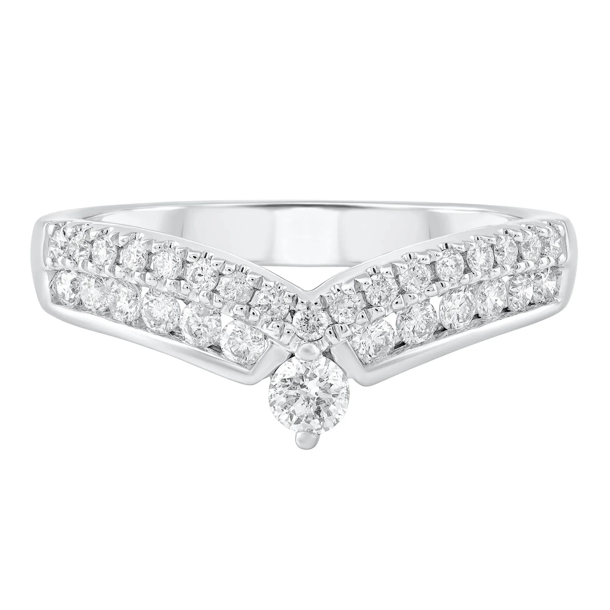 1/2 CT. Tw. Diamond Contour Band Ring 14K White Gold Size 7