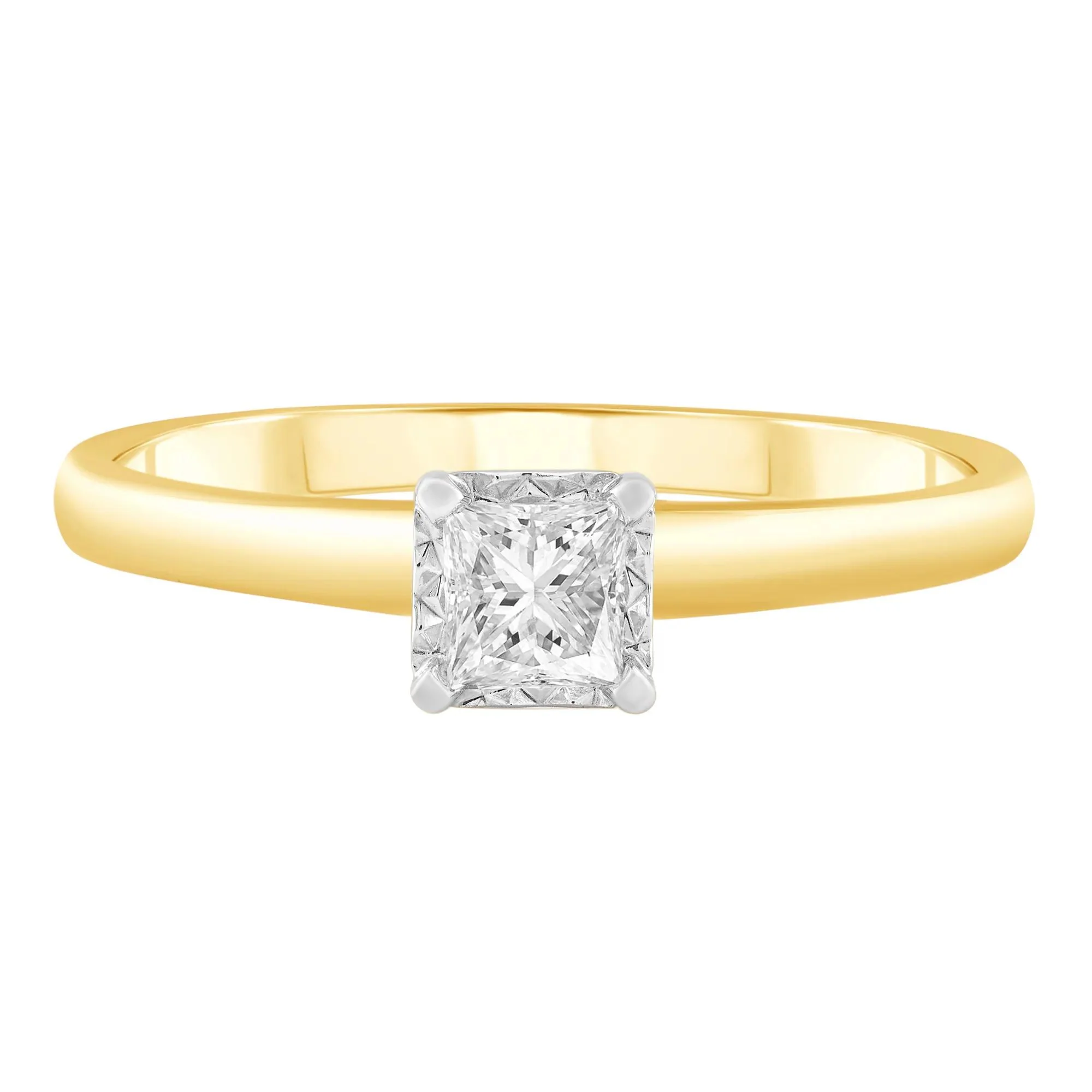 Diamond Princess-Cut Solitaire Promise Ring 14K Yellow Gold (1/4 CT.) Size 7