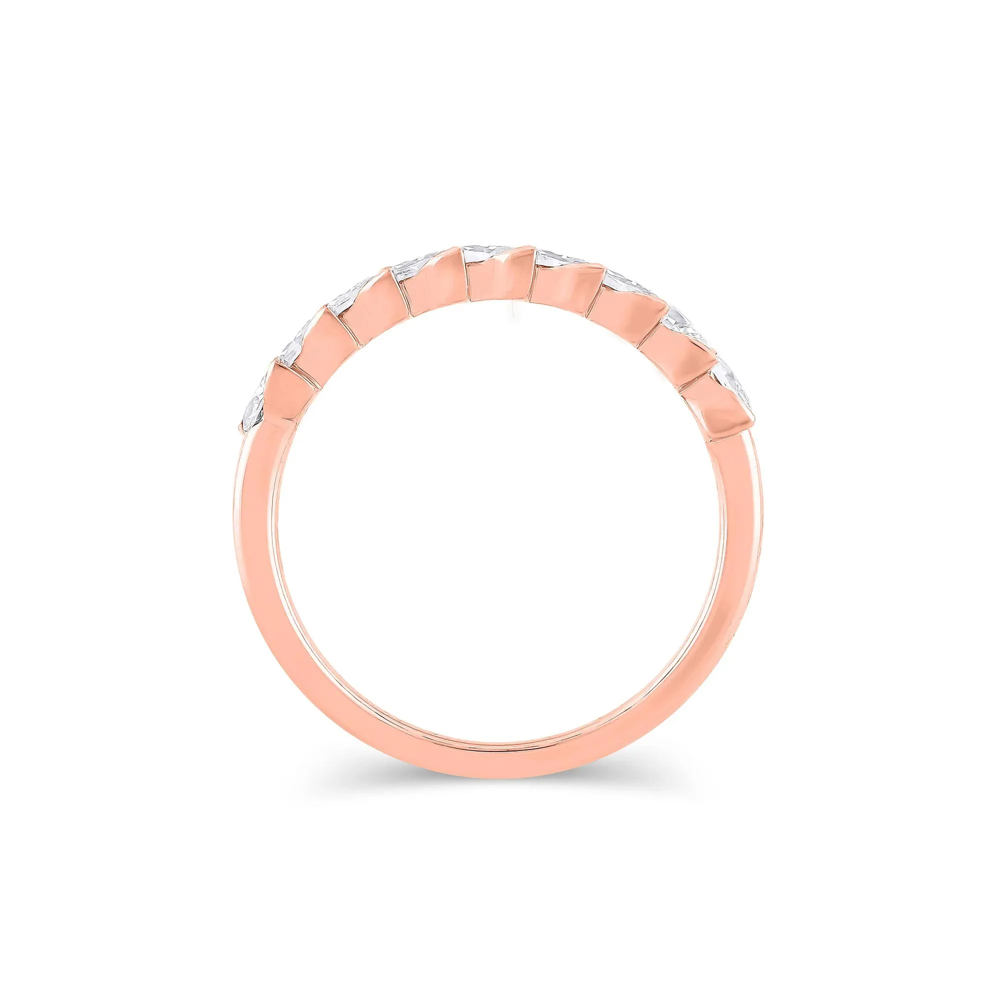 1 CT. Tw. Lab Grown Diamond Marquise Slant Anniversary Band Ring 10K Rose Gold Size 9 4.5mm - Image 2
