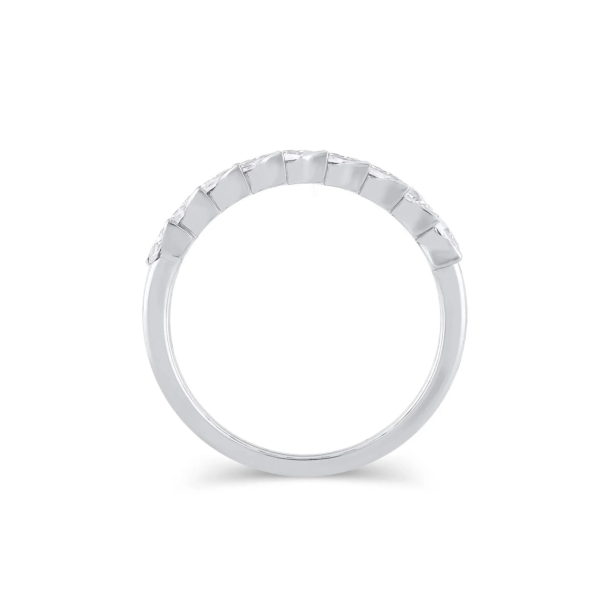 1 CT. Tw. Lab Grown Diamond Marquise Slant Anniversary Band Ring 10K White Gold Size 7 4.5mm - Image 2